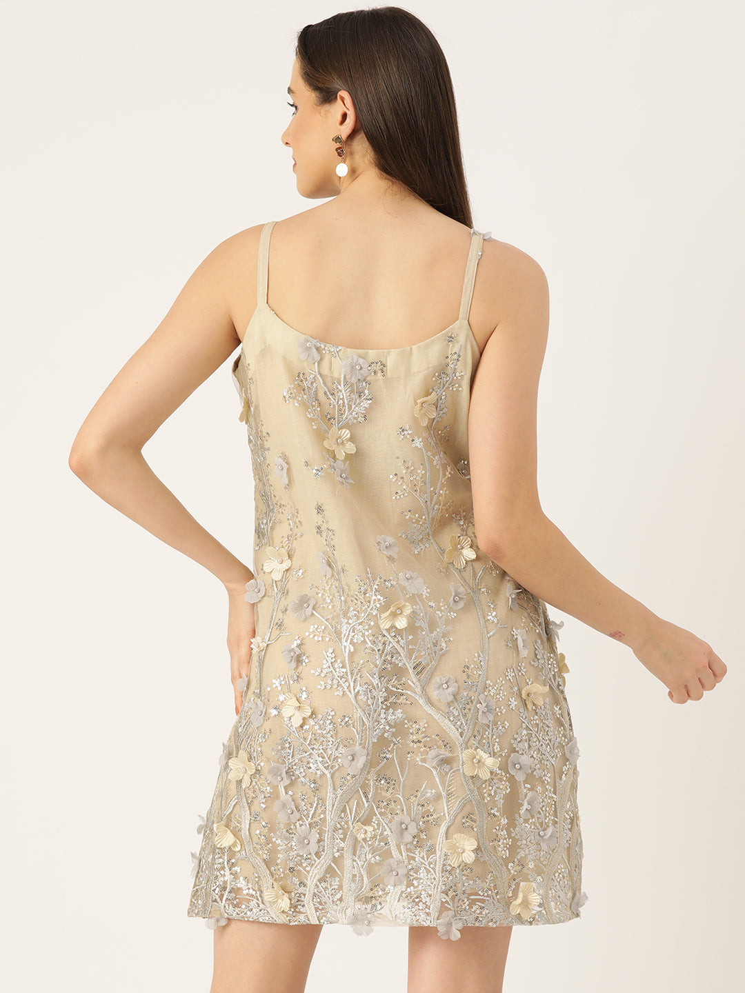 Designer Beige Net Dress