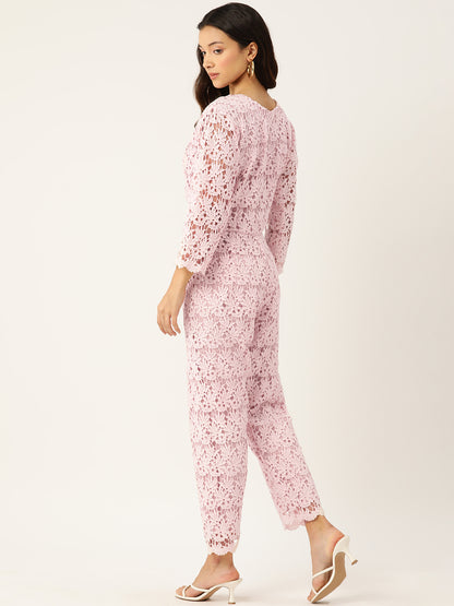 Light Pink Lace Jumpsuit