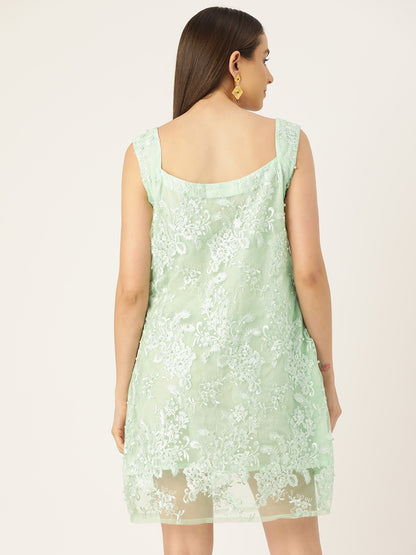 Designer Sea Green Net Dress