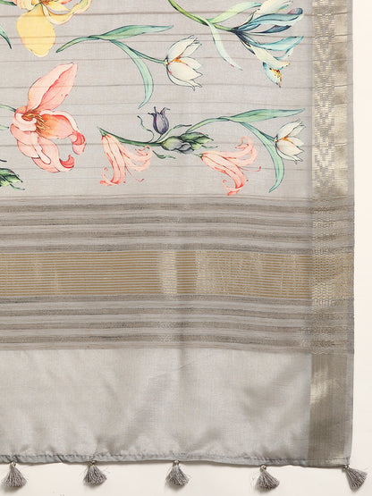 Desginer Grey Silk Saree