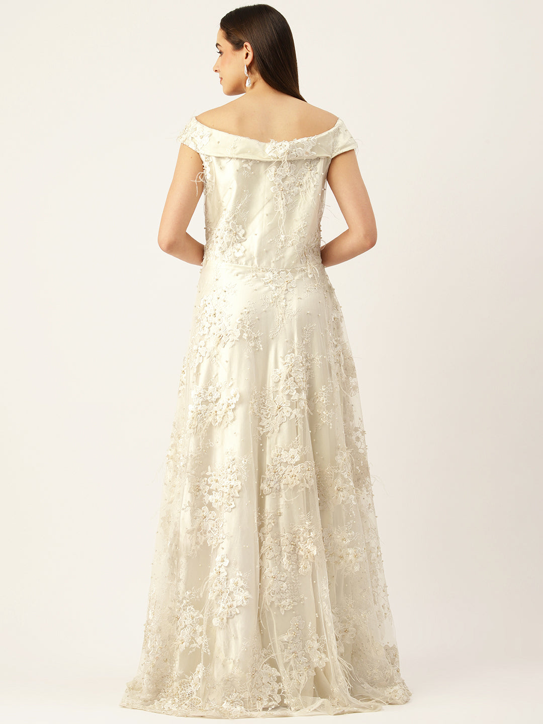 Desginer White Net Gown