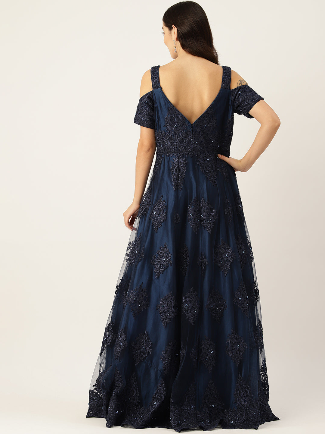 Desginer Blue Net Gown