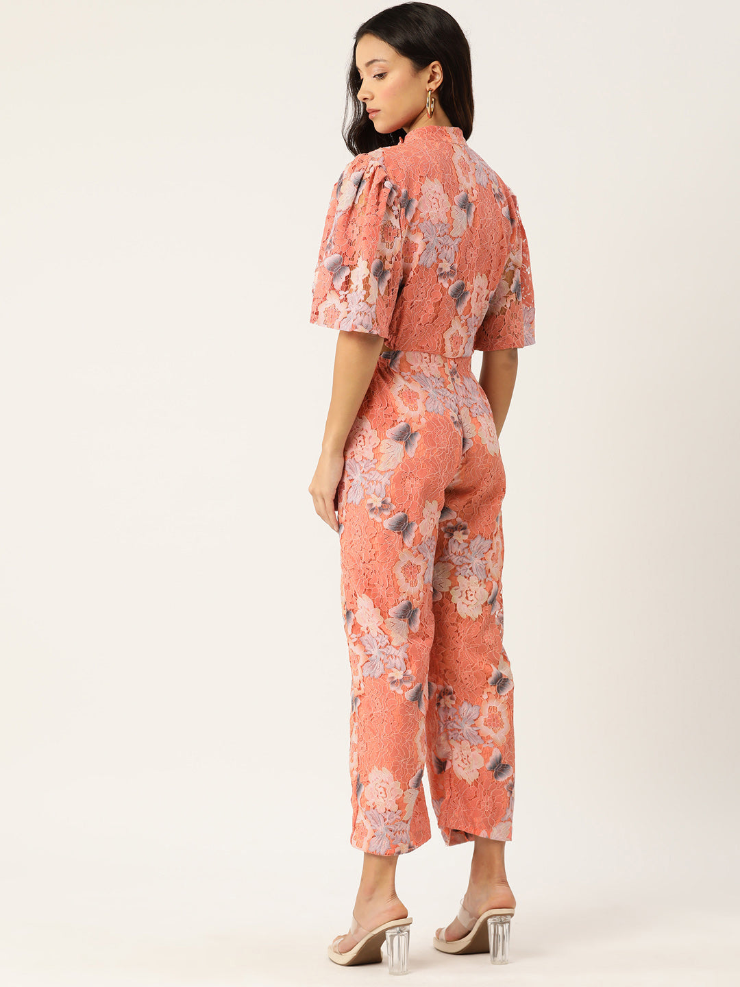 Desginer Peach Lace Jumpsuit