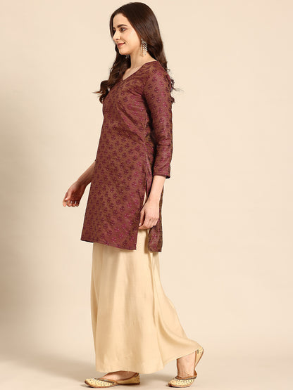 Maroon Silk Kurta Set