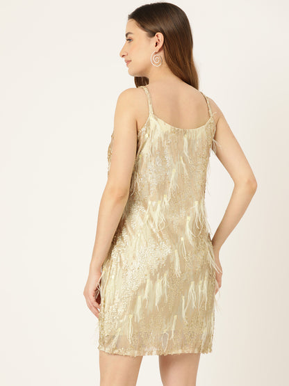 Designer Beige Net Dress