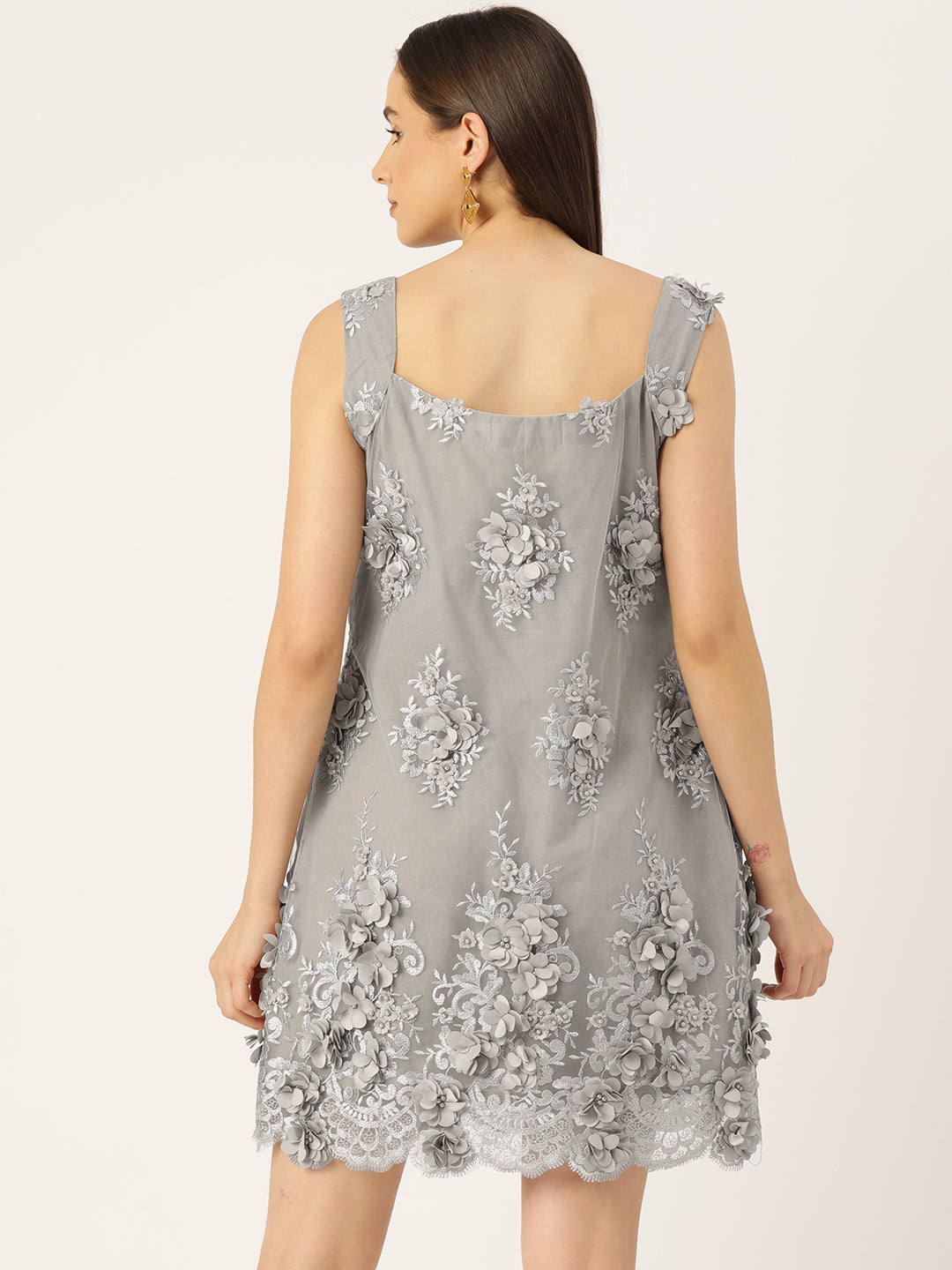 Designer Grey Net Dress