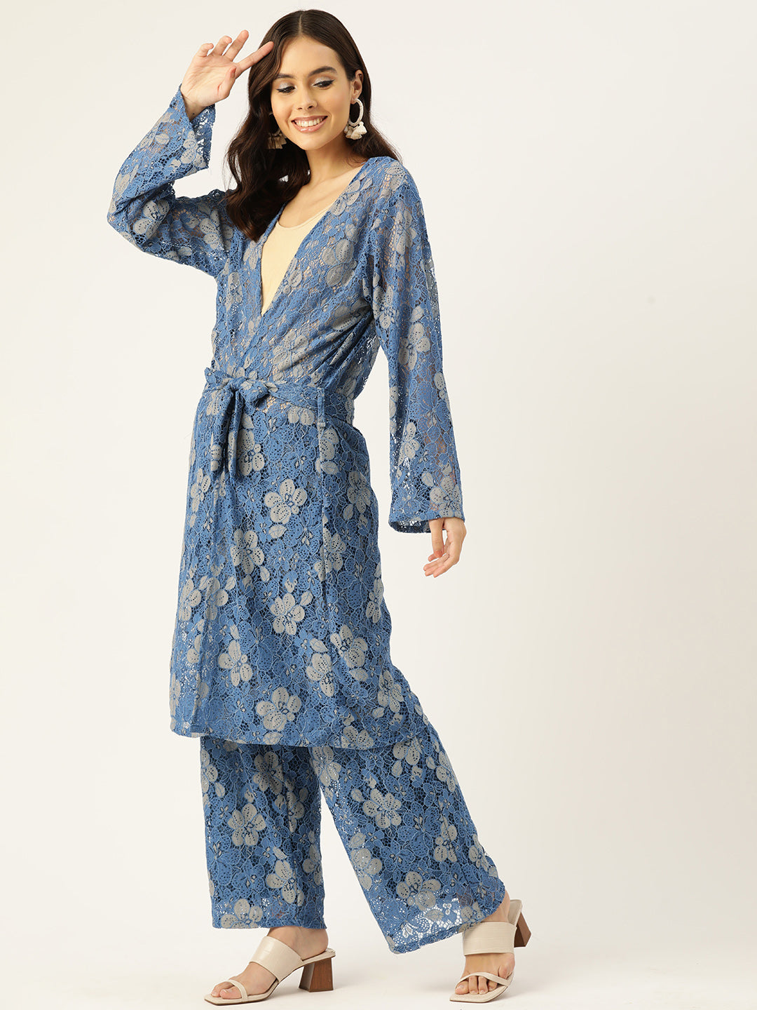 Desginer Blue Lace Co-Ord Set