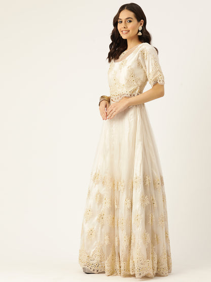 Designer Off White Net Lehenga