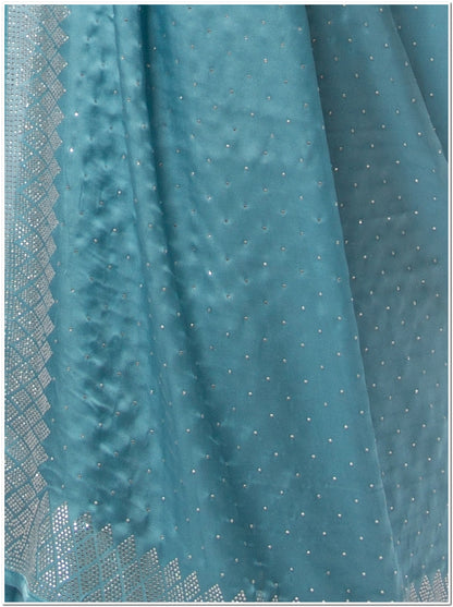 Sky  Blue Color Santoon Saree With Blouse Piece.