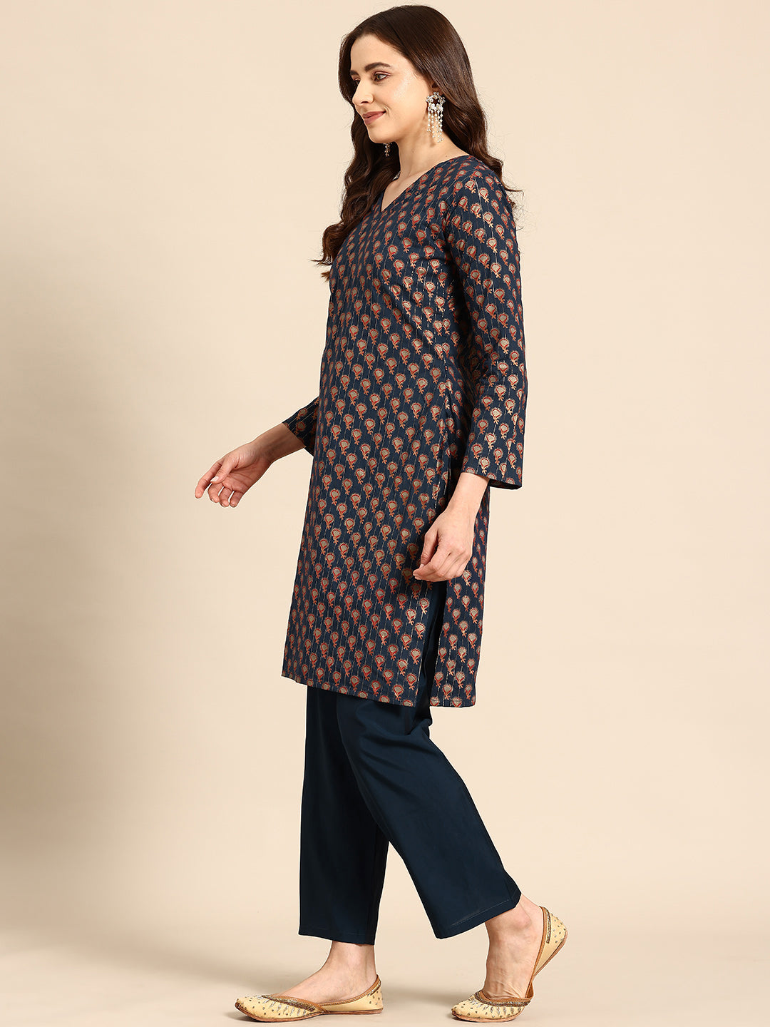 Navy Gold Kurta Set