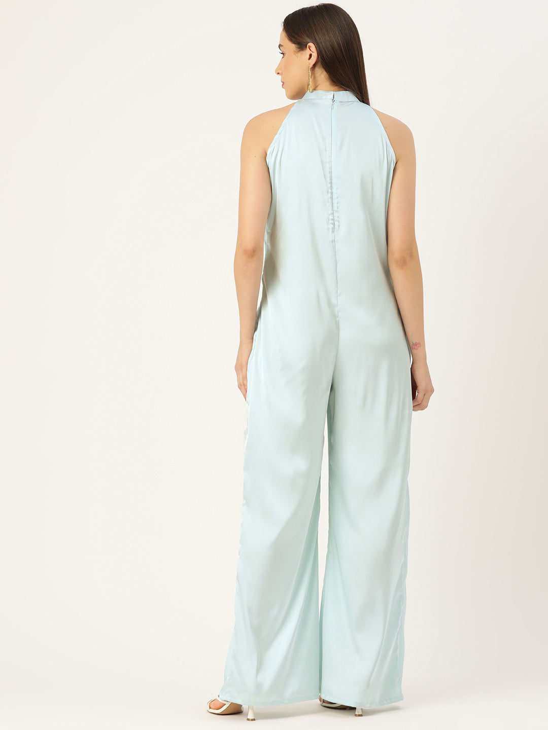 Desginer Blue Satin Jumpsuit