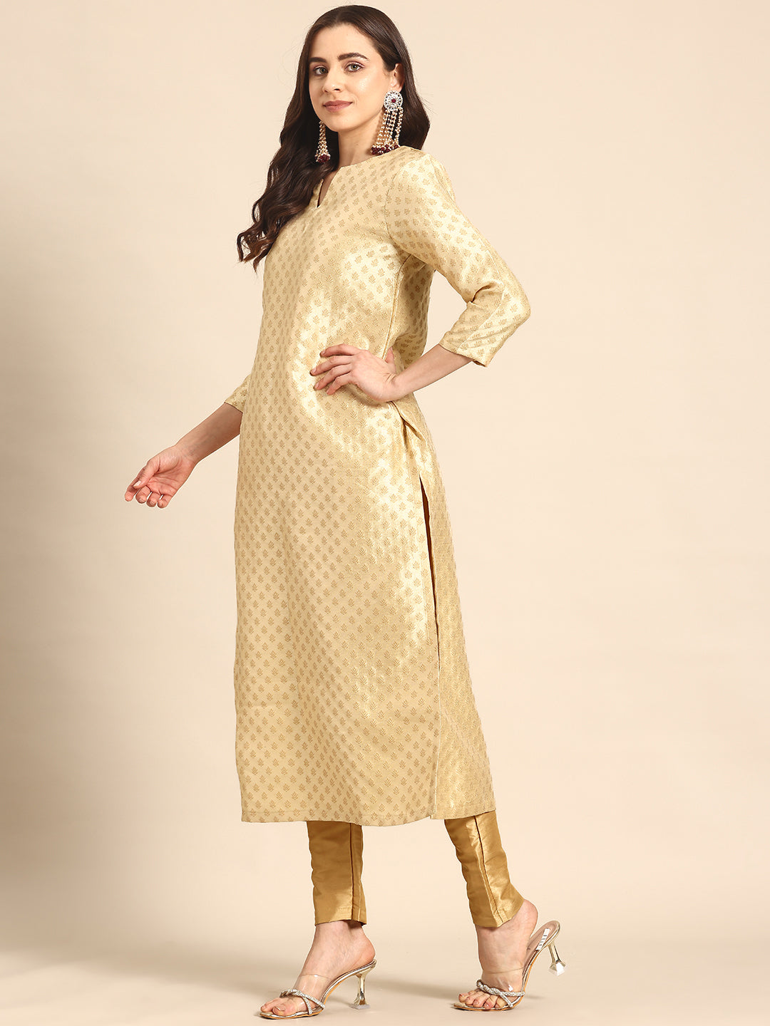 Yellow Silk Kurti Set