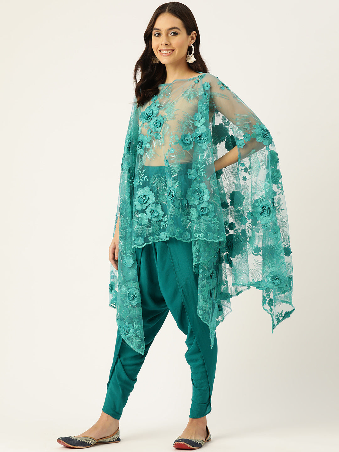 Designer Teal Net Co-Ord Set