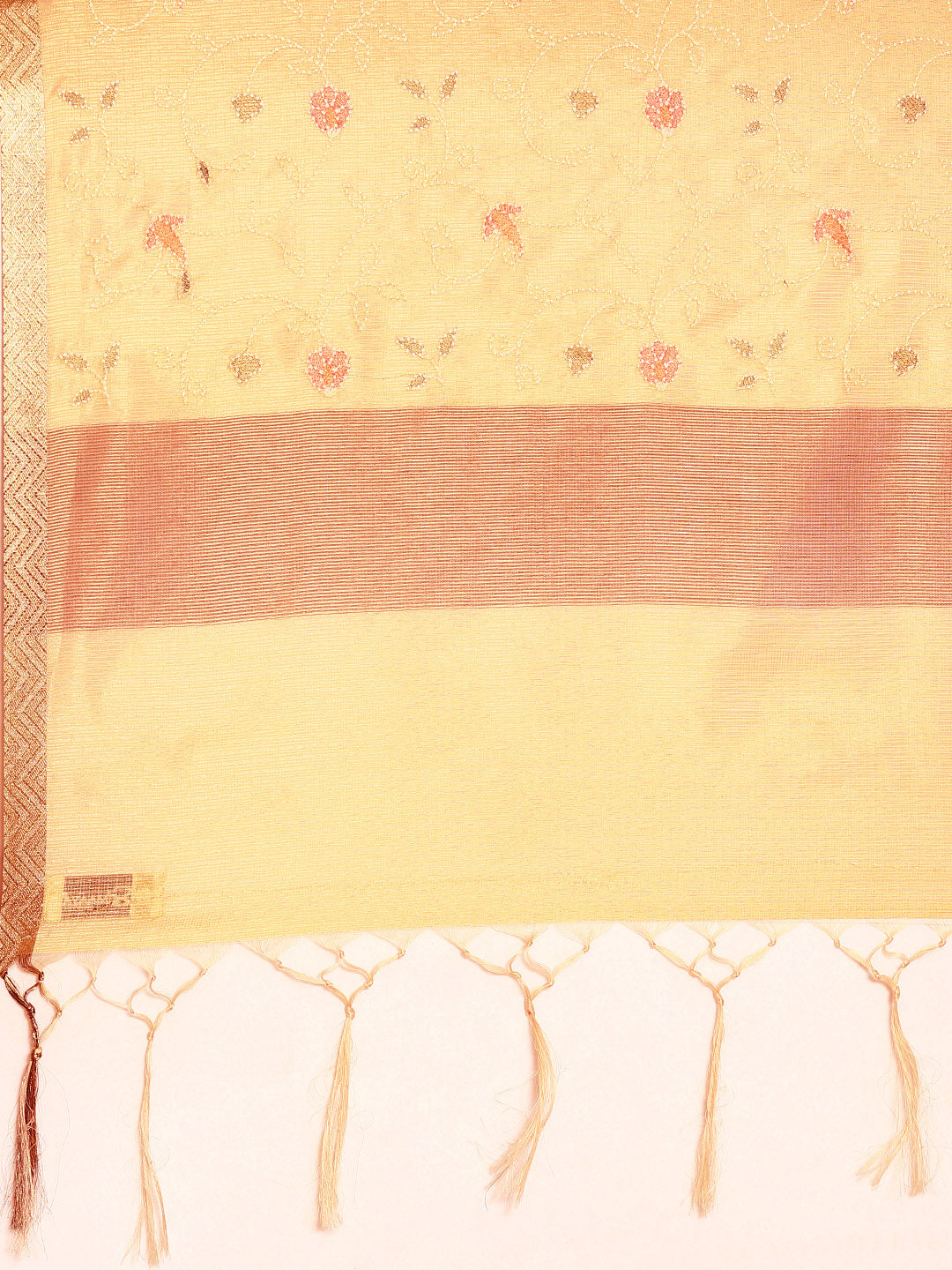 Designer Cream Silk Saree