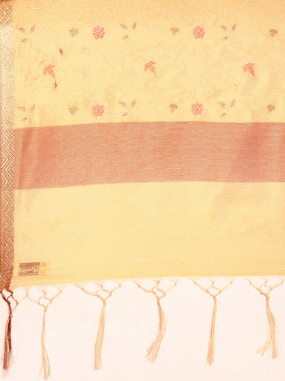 Designer Cream Silk Saree