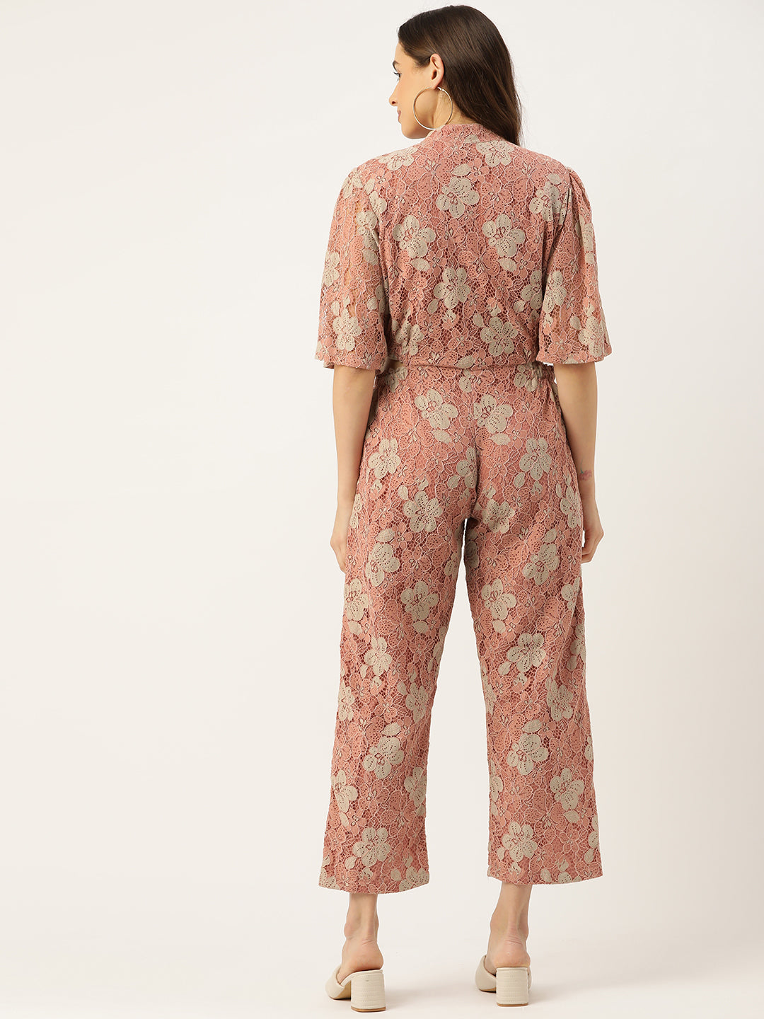 Desginer Peach Polyester Jumpsuit