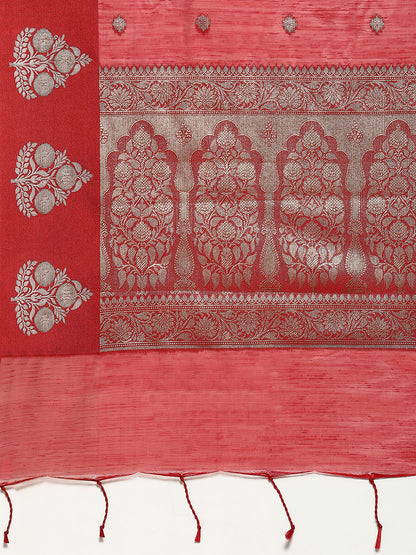 Red Printed Silk Saree