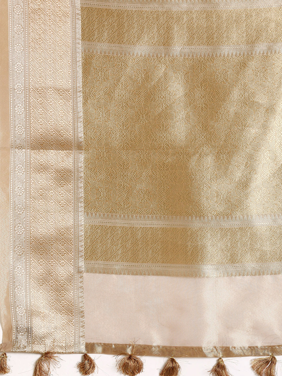 Designer Beige Silk Saree