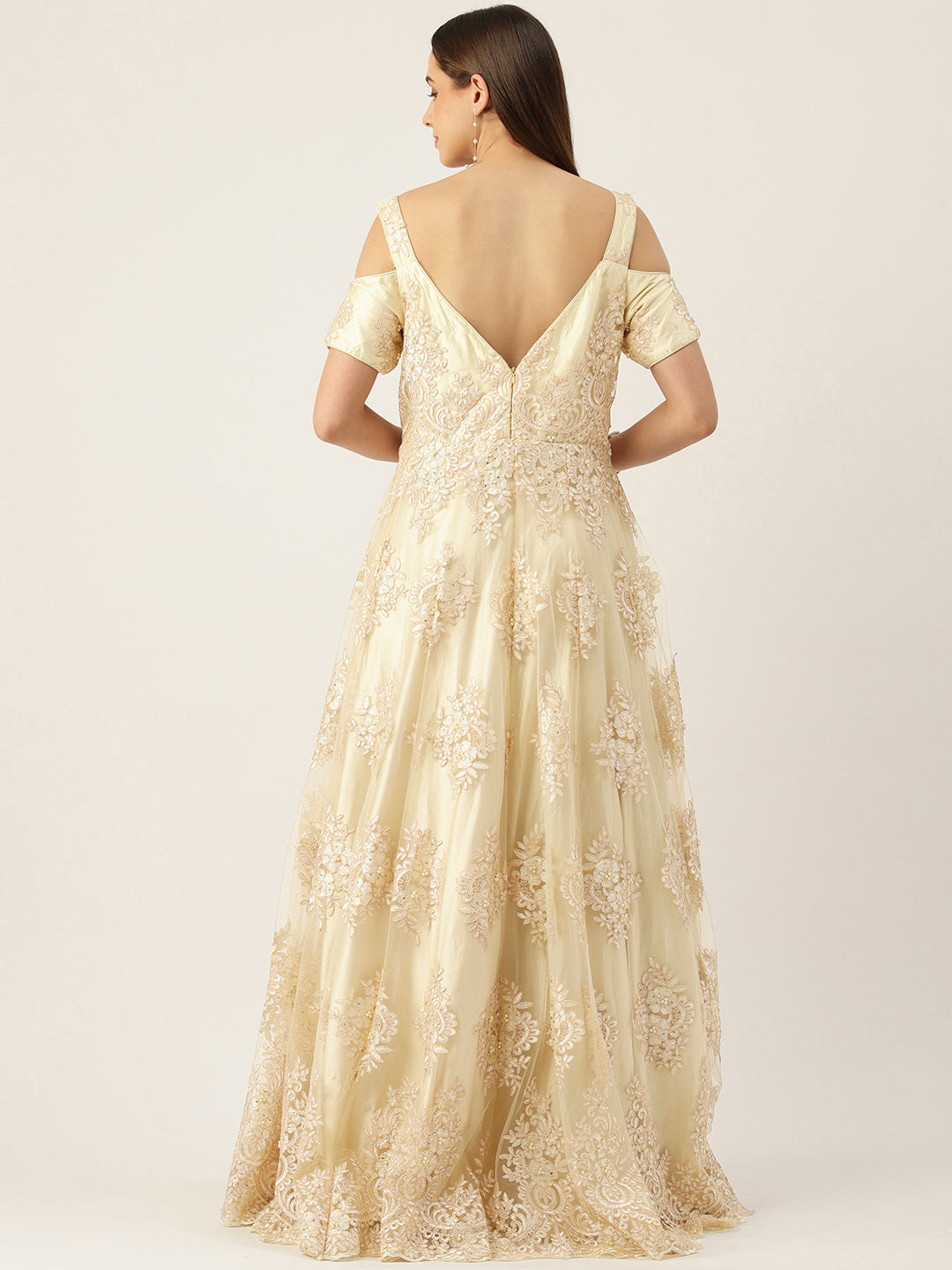 Desginer Off White Net Gown