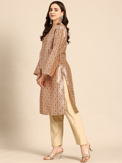 Golden Silk Evening Kurti Set