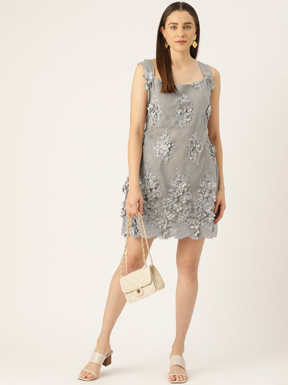 Designer Grey Net Dress