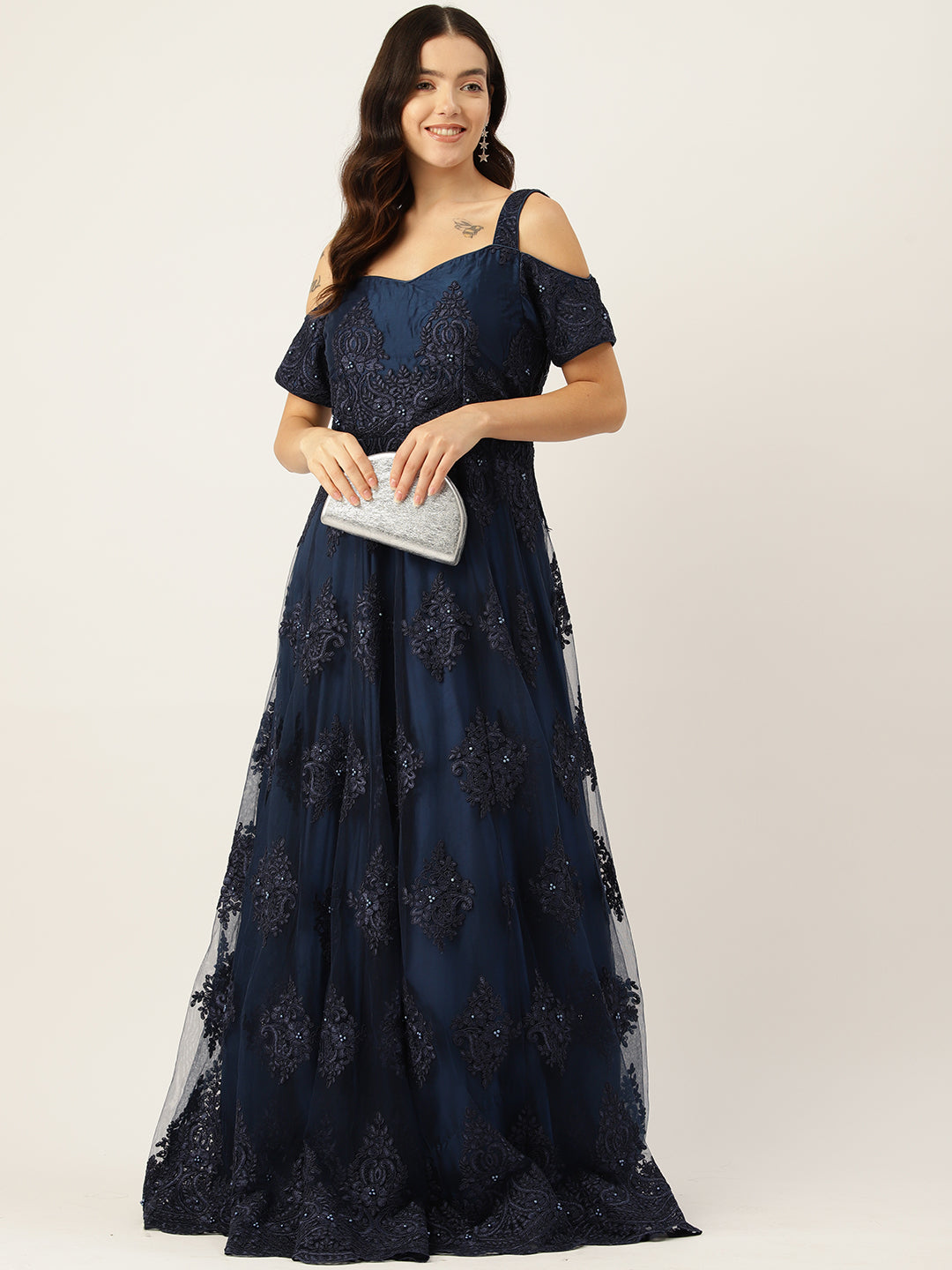 Desginer Blue Net Gown