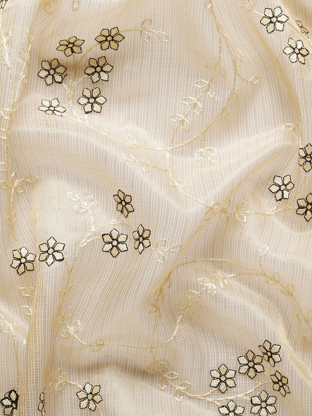 Designer Cream Silk Saree