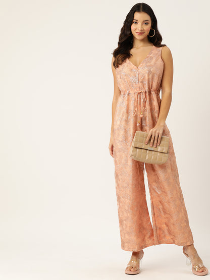 Peach Lace Jumpsuit