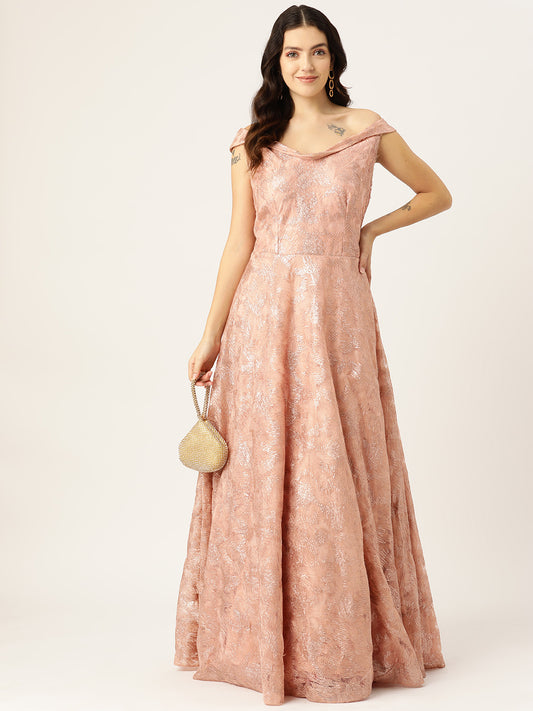 Desginer Peach Net Gown