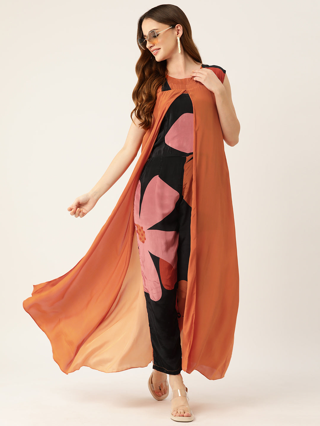 Desginer Multicolour Chiffon Jumpsuit