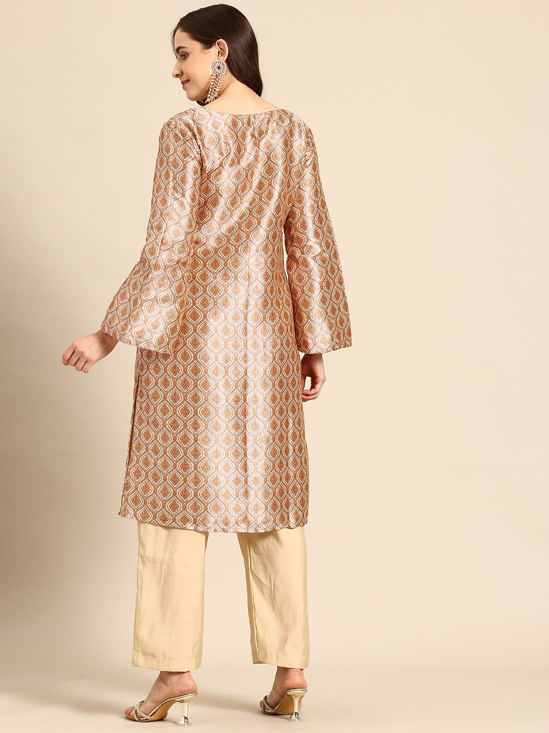 Golden Silk Evening Kurti Set