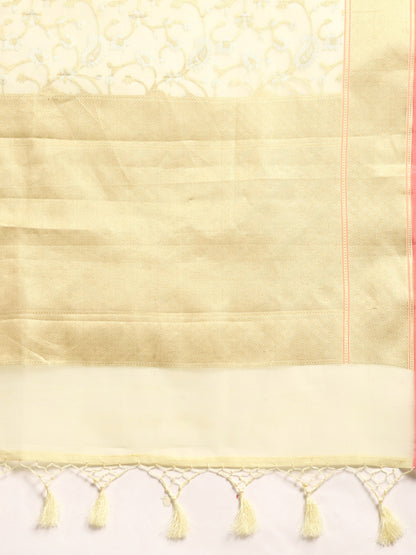 Designer Off-White Silk Saree