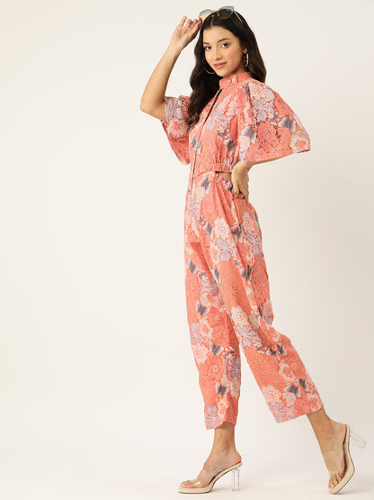 Desginer Peach Lace Jumpsuit