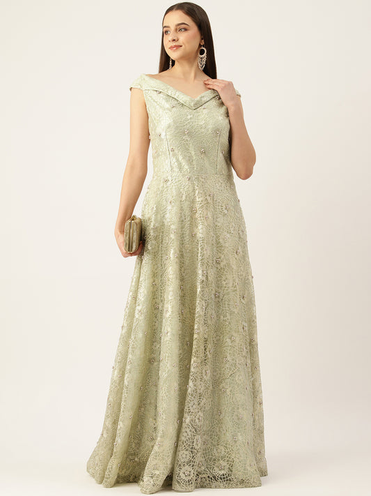 Desginer Green Net Gown