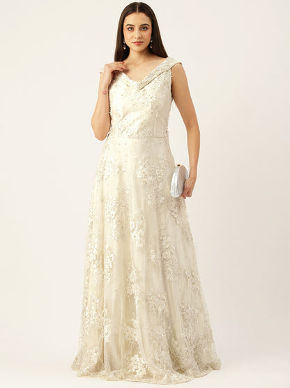 Desginer White Net Gown