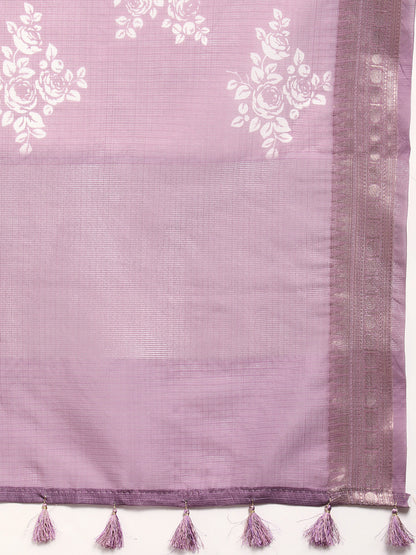 Designer Lavender Silk Saree