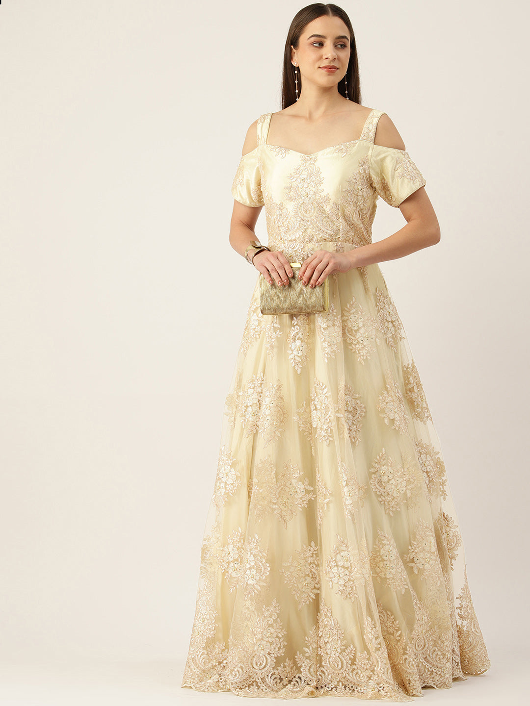 Desginer Off White Net Gown