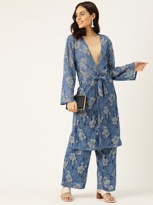 Desginer Blue Lace Co-Ord Set