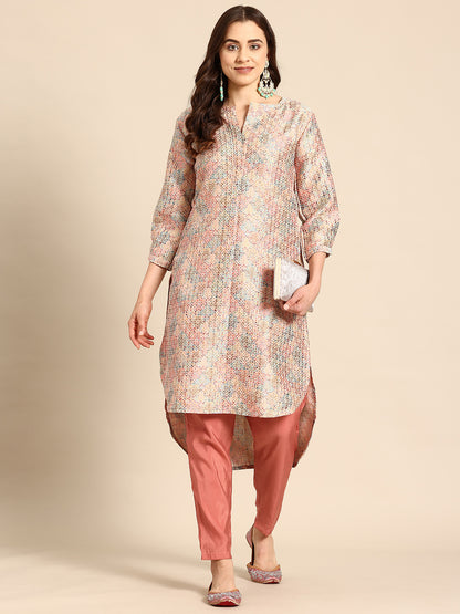 Beige Silk Kurta Set