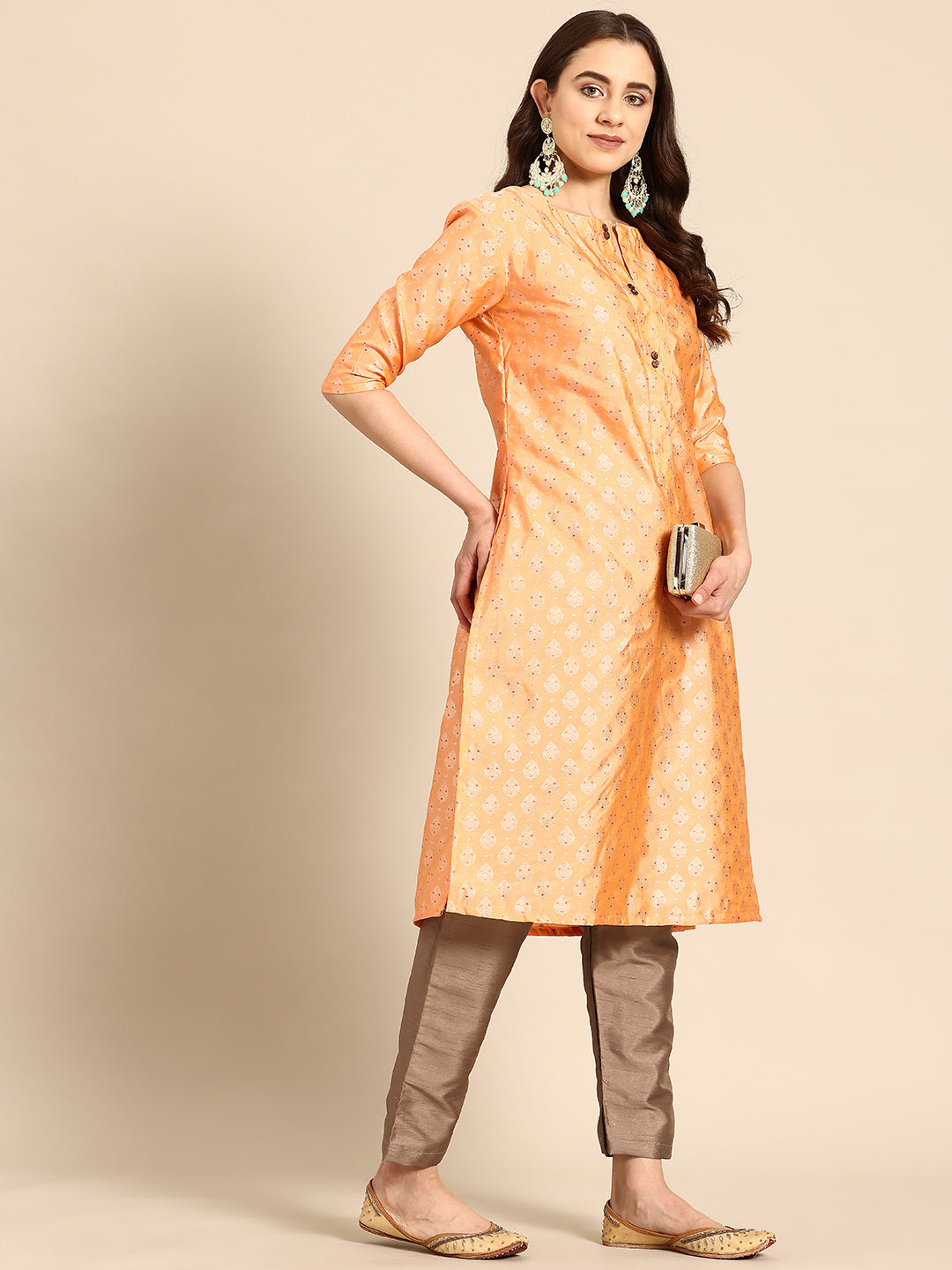 Orange Silk Kurta sets