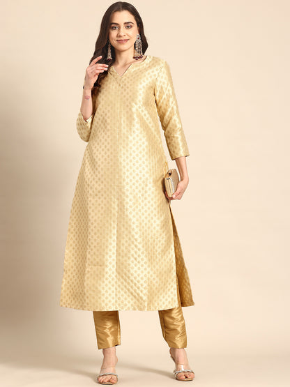 Yellow Silk Kurti Set