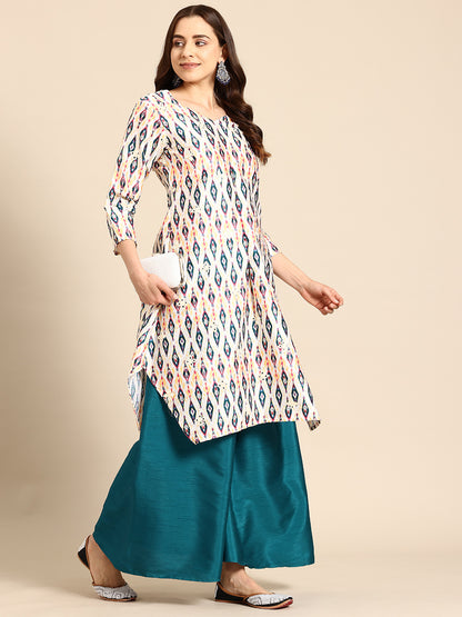 Ivory Print Cotton Kurta Set