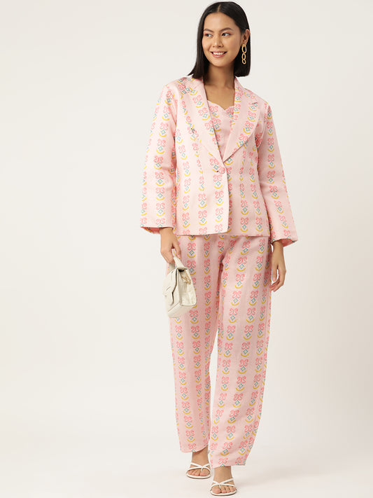 Desginer Pink Linen Co-ord Set