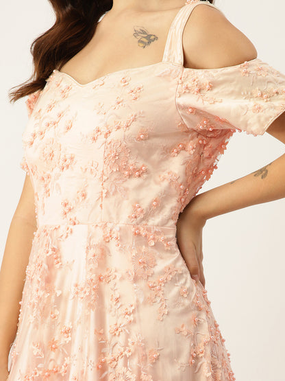 Desginer Peach Net Gown