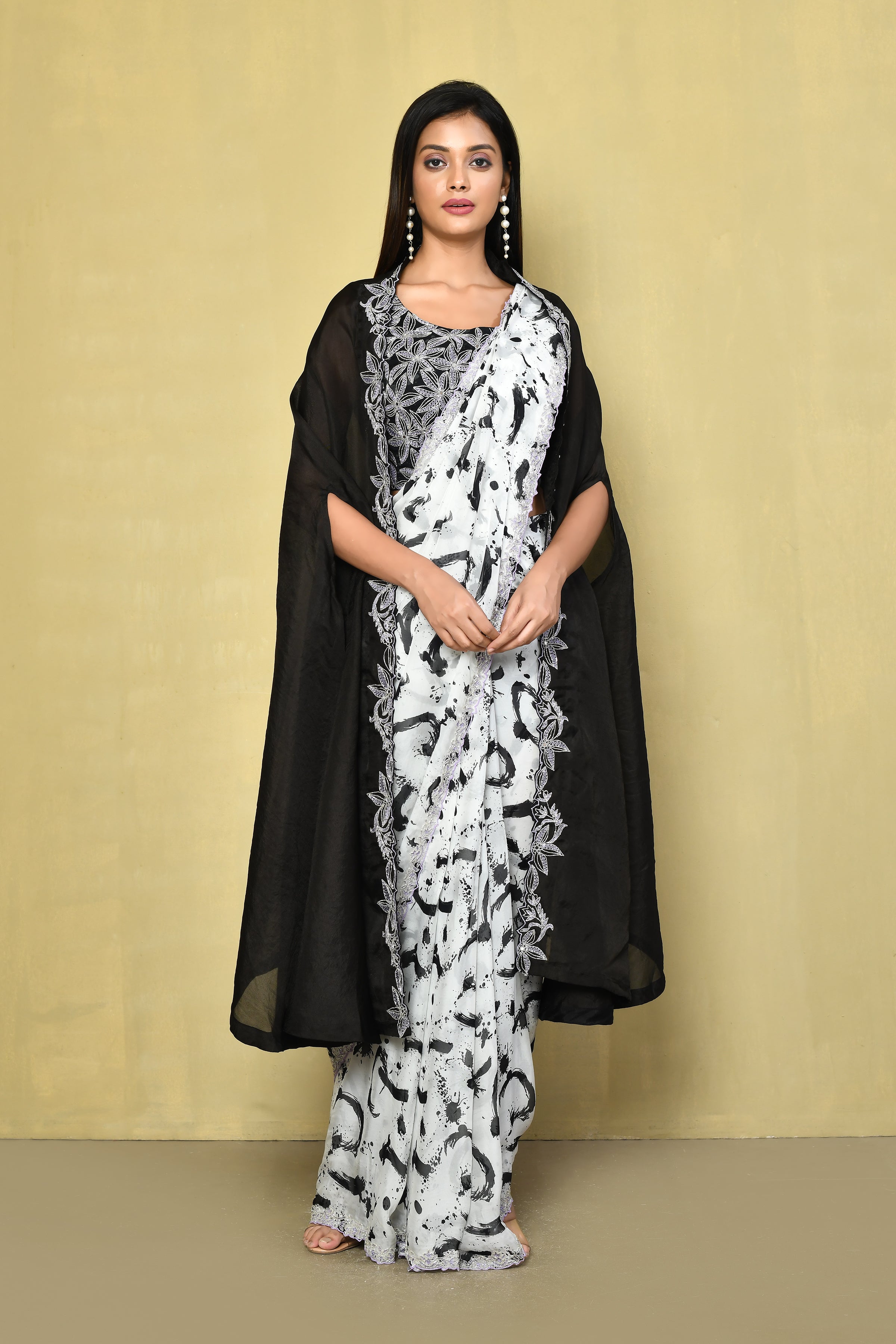 Traditional Regular/Party Wear Designer Ethnic Satin Silk Fancy Black/ –  TheDesignerSaree