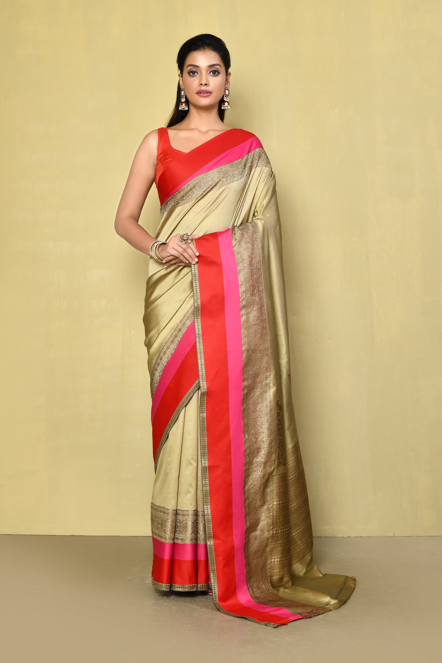 Designer Cream Saree