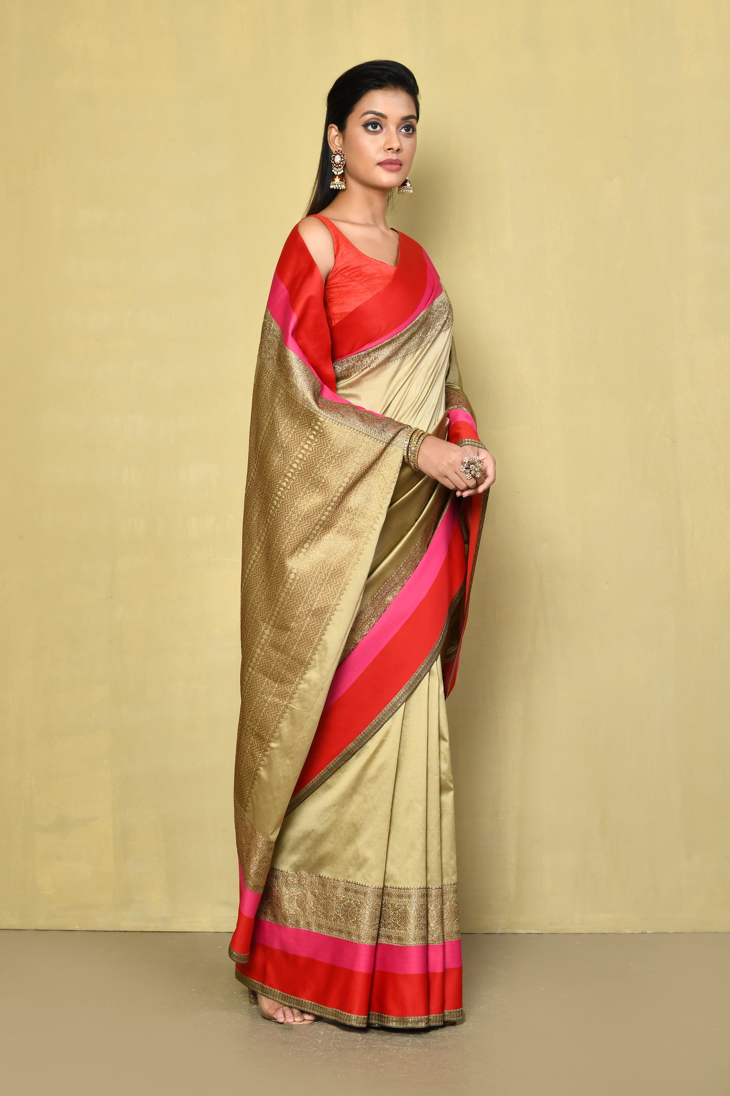 Designer Cream Saree