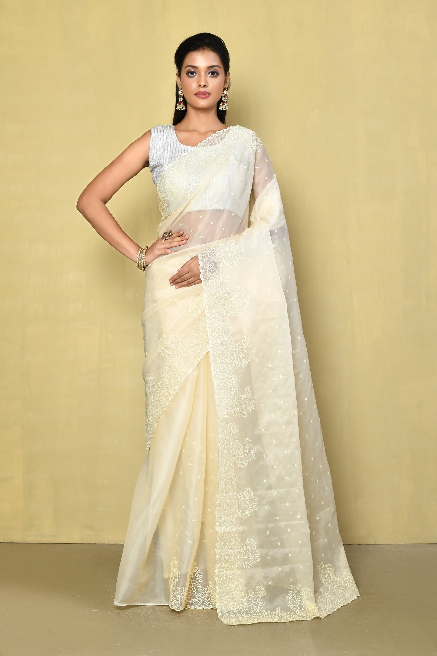 Designer White Saree