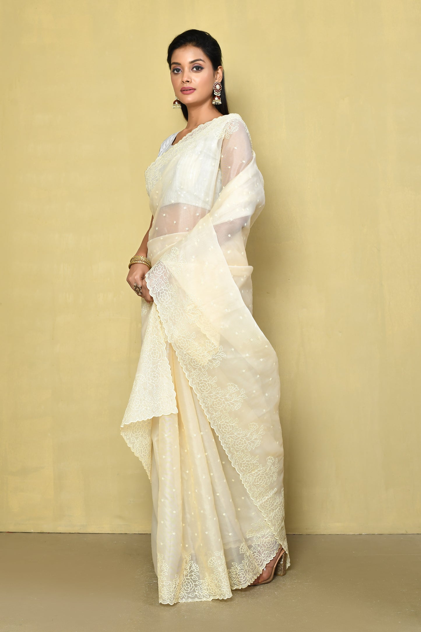 Designer White Saree