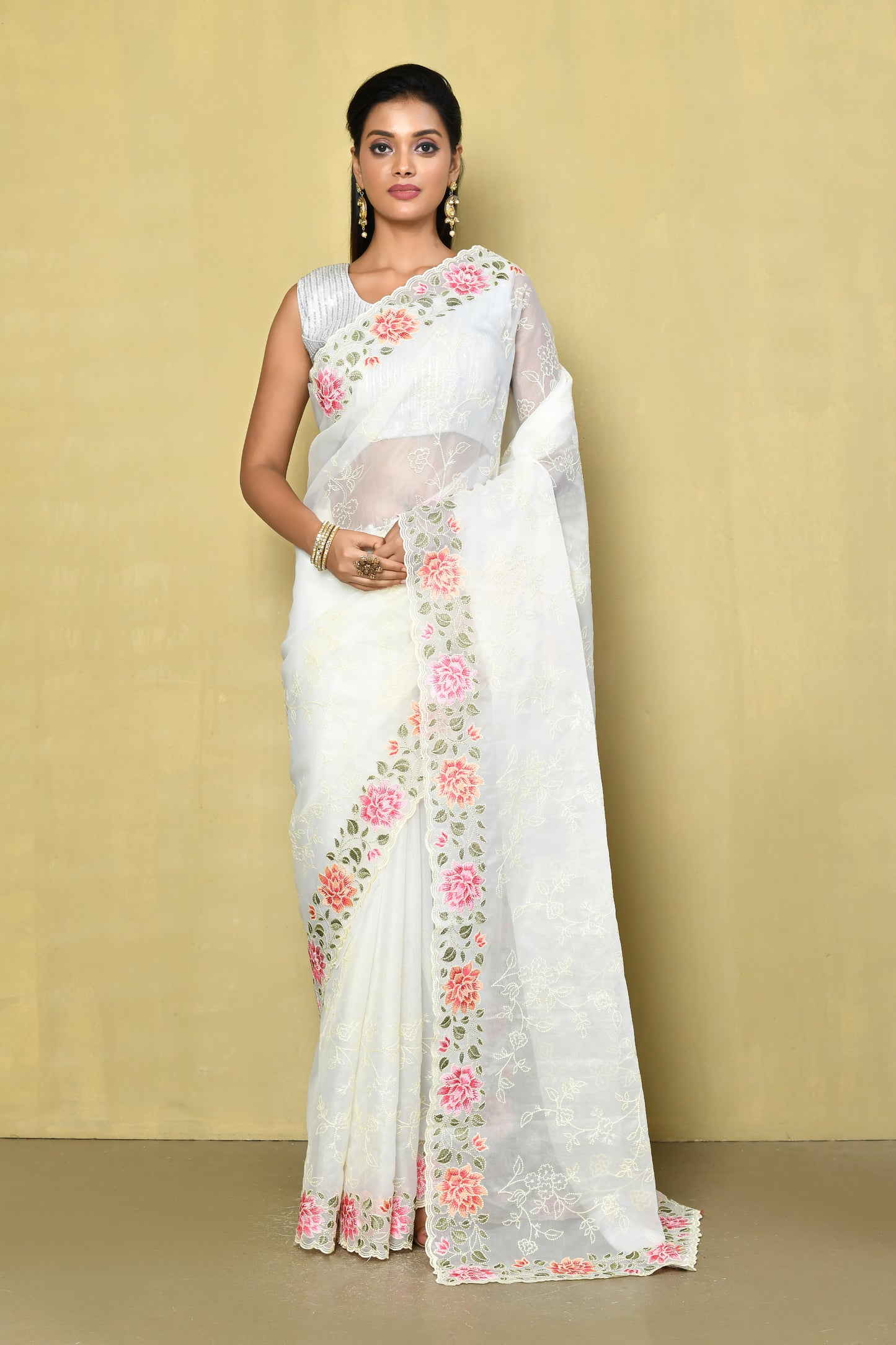 Designer White Saree